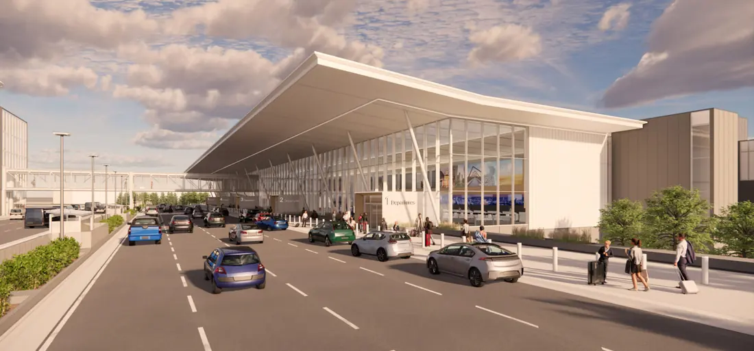 Des Moines International Airport terminal illustration